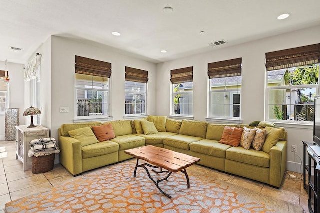 view of tiled living room