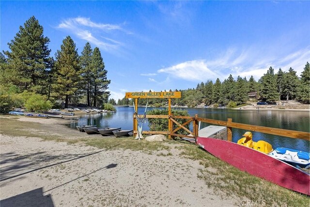 view of dock featuring a water view