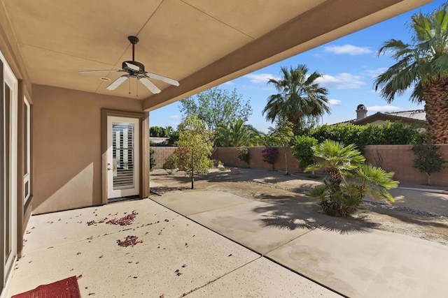 view of patio / terrace featuring ceiling fan