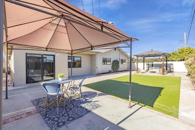 view of patio featuring a gazebo