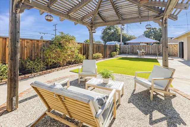 view of patio / terrace featuring a pergola