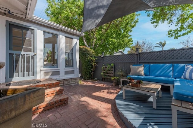 view of patio / terrace featuring an outdoor living space