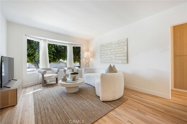 sitting room with light hardwood / wood-style floors