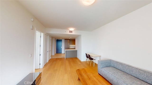 living area featuring light wood-type flooring