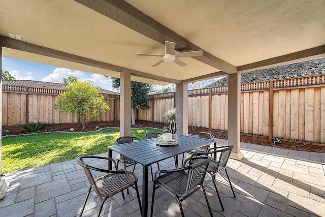 view of patio with ceiling fan