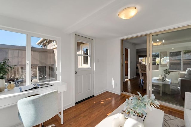 interior space with hardwood / wood-style flooring