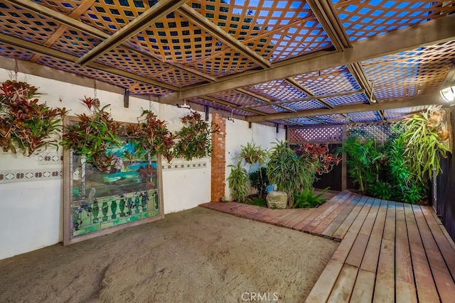 exterior space with a pergola and a patio