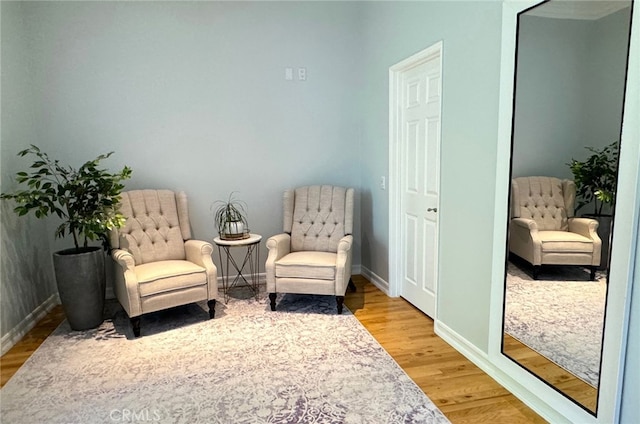 sitting room featuring wood-type flooring