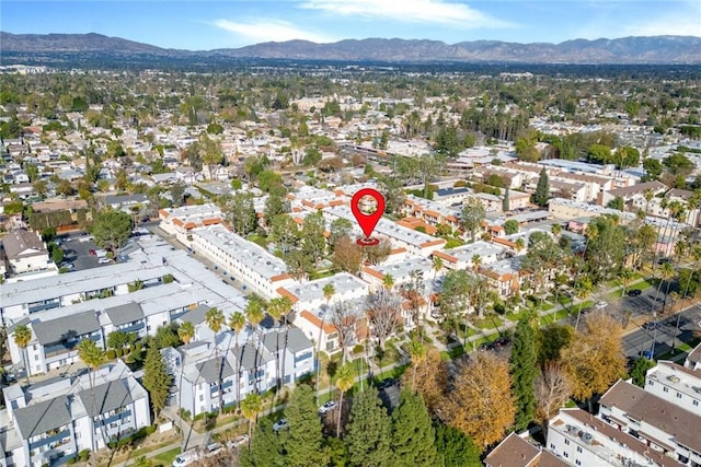 drone / aerial view with a mountain view