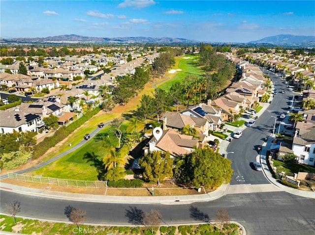 aerial view with a mountain view