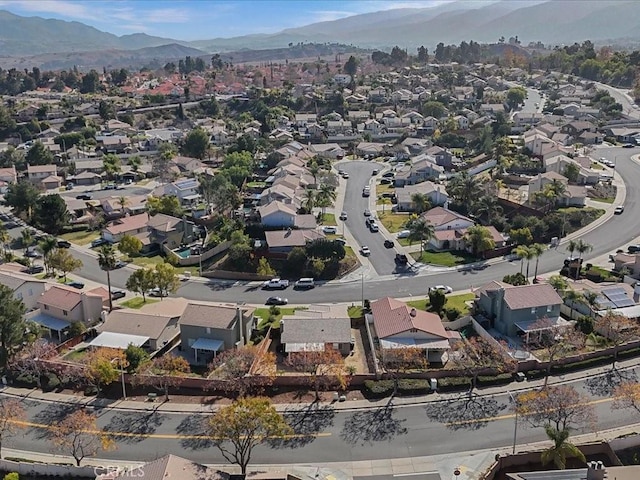 aerial view featuring a residential view and a mountain view