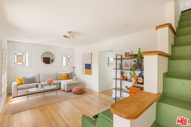 living room with hardwood / wood-style flooring