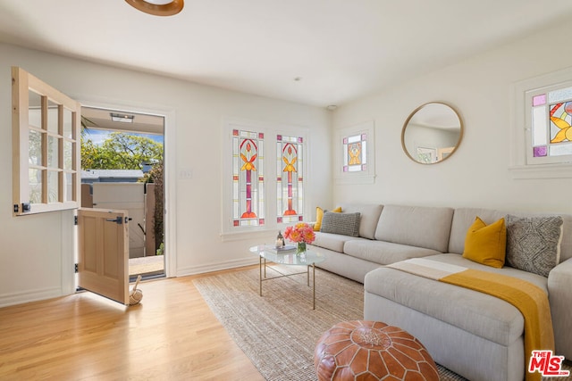 living room featuring light hardwood / wood-style floors