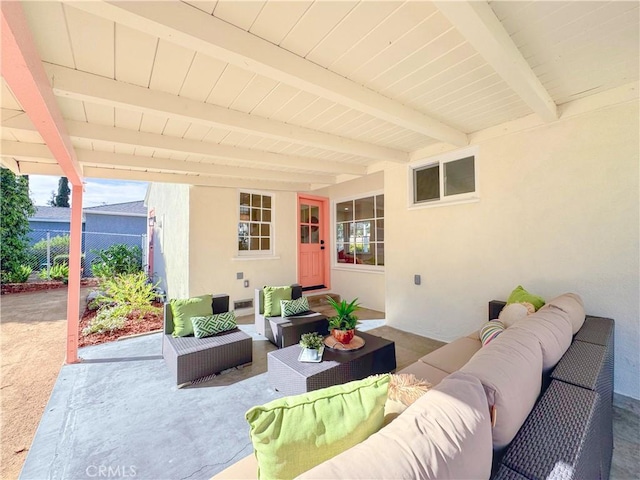 view of patio featuring an outdoor hangout area