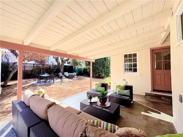 view of patio featuring an outdoor living space