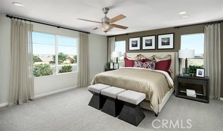 14224 Hartford St, Hesperia, CA 92345 - bedroom featuring light carpet and ceiling fan