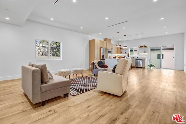 living room with light wood-type flooring