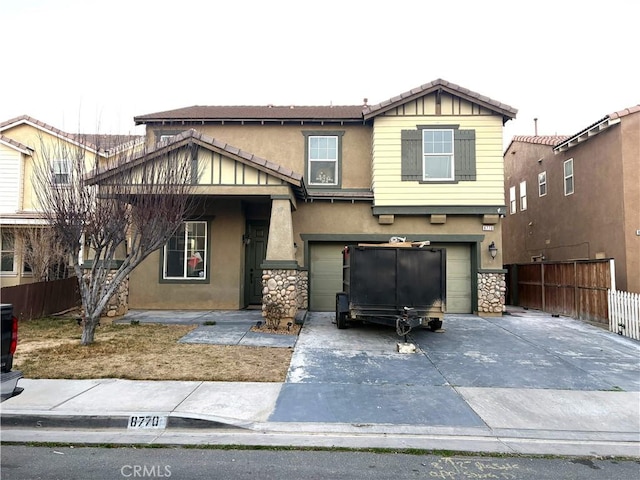 view of front of property featuring a garage