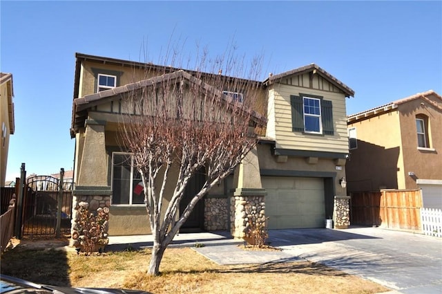 view of front of house with a garage