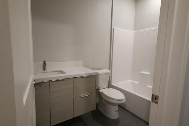 full bathroom with shower / tub combination, vanity, and toilet