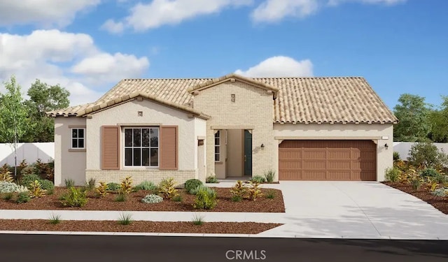 mediterranean / spanish-style home featuring a garage