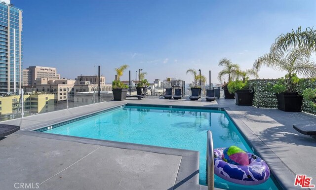 view of swimming pool with a patio area