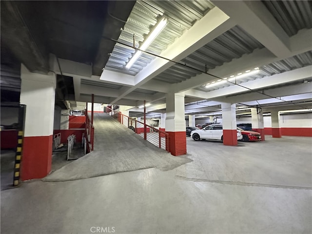 view of parking garage