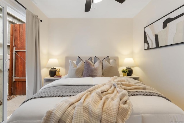 bedroom featuring ceiling fan