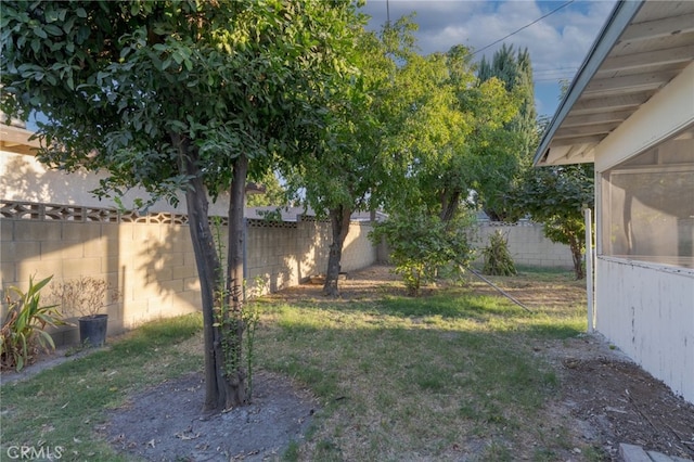 view of yard featuring a fenced backyard