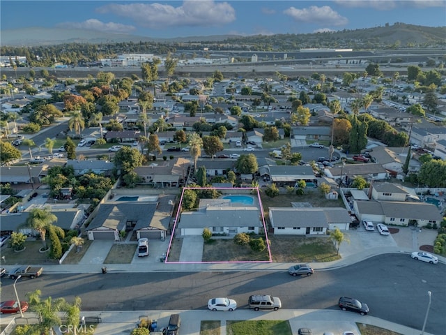 aerial view with a residential view