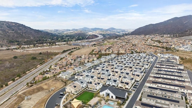 drone / aerial view with a mountain view