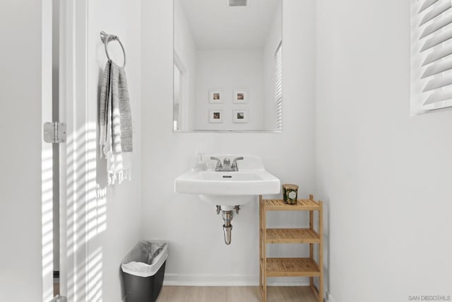 bathroom featuring hardwood / wood-style flooring