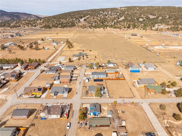 birds eye view of property with a mountain view