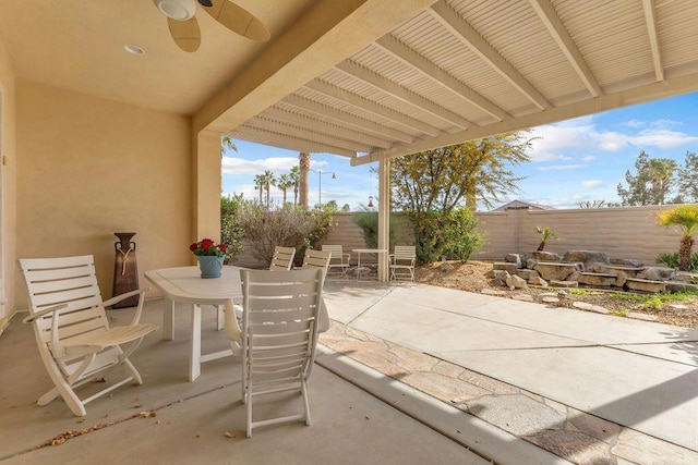 view of patio with ceiling fan