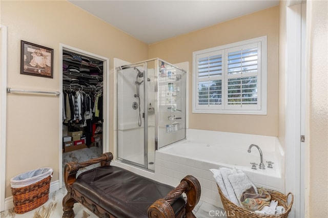 bathroom with plus walk in shower