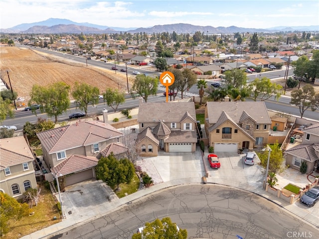 bird's eye view with a mountain view