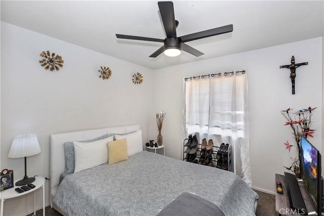 bedroom with carpet and ceiling fan