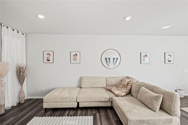 living room featuring dark hardwood / wood-style floors