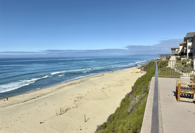 view of water feature with a view of the beach