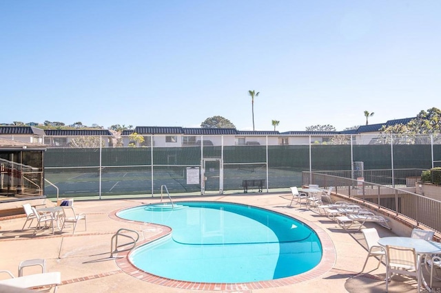 view of pool featuring a patio