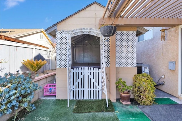 exterior space with a pergola