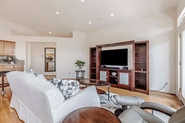 living room featuring light wood-type flooring