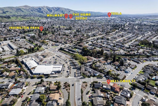 aerial view with a mountain view