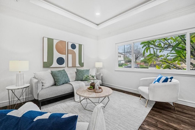 living room with hardwood / wood-style flooring