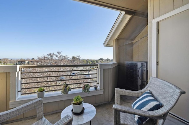 balcony with central air condition unit