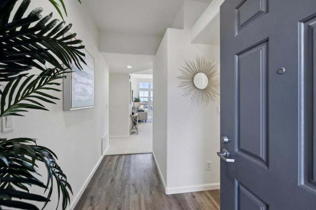 foyer entrance featuring hardwood / wood-style floors