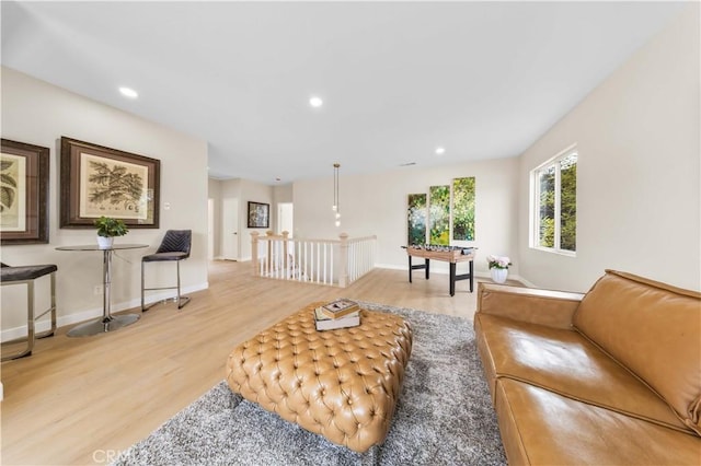 living room featuring light hardwood / wood-style flooring