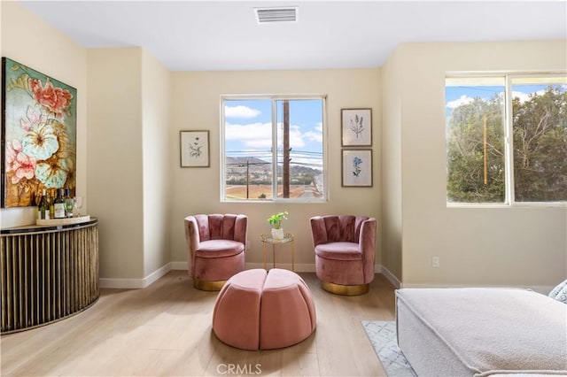 living area featuring light hardwood / wood-style floors