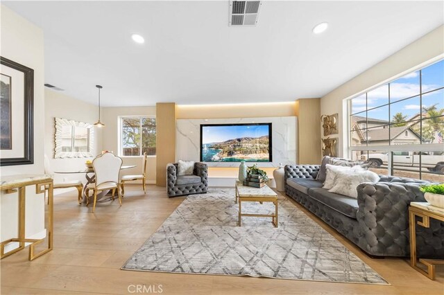 living room with hardwood / wood-style floors