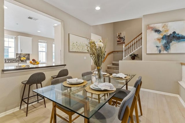 dining area featuring light hardwood / wood-style flooring